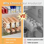 4-Tier Sliding Egg Dispenser, Automatic Rolling Shatterproof Holder For Fridge & Countertop, Easy-Clean, Washable,Space-Saving Refrigerator Side Door Storage Rack For Kitchen Organization,Egg Storage