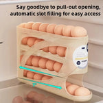 4-Tier Sliding Egg Dispenser, Automatic Rolling Shatterproof Holder For Fridge & Countertop, Easy-Clean, Washable,Space-Saving Refrigerator Side Door Storage Rack For Kitchen Organization,Egg Storage