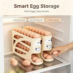 4-Tier Sliding Egg Dispenser, Automatic Rolling Shatterproof Holder For Fridge & Countertop, Easy-Clean, Washable,Space-Saving Refrigerator Side Door Storage Rack For Kitchen Organization,Egg Storage