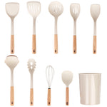 Wooden Handle Silicone Kitchen Utensil Set, Non-Stick Pan, Silicone Spatula, Soup Spoon, High Temperature Resistant Silicone Cooking Spatula, Daily Kitchen Utensils