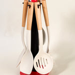 Wooden Handle Silicone Kitchen Utensil Set, Non-Stick Pan, Silicone Spatula, Soup Spoon, High Temperature Resistant Silicone Cooking Spatula, Daily Kitchen Utensils