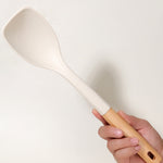 Wooden Handle Silicone Kitchen Utensil Set, Non-Stick Pan, Silicone Spatula, Soup Spoon, High Temperature Resistant Silicone Cooking Spatula, Daily Kitchen Utensils