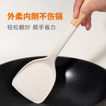 Wooden Handle Silicone Kitchen Utensil Set, Non-Stick Pan, Silicone Spatula, Soup Spoon, High Temperature Resistant Silicone Cooking Spatula, Daily Kitchen Utensils