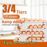 Egg Dispenser Automatic Rolling Egg Tray Organizer, Space Saving Refrigerator Egg Roller,Holds 20/30 Eggs Simultaneously