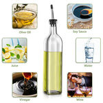 Clear Glass Olive Oil Jug 500ml, Home Kitchen Oil Bottle, Suitable for Storing Cooking Wine, Soy Sauce & Vinegar, Visible