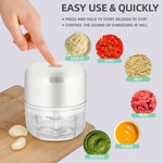 100ml/250ml Portable Electric Garlic Chopper, Wireless Mini Food Processor With Sharp Blade, Battery-Powered Veggie Chopper