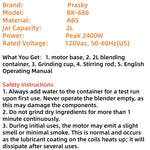 PRASKY 2400W Blender and Grinder Combo 25000RPM Powerful Kitchen 68oz BPA Free 2 Containers Professional  Blenders Ice Crushing
