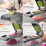 Vegetable Cutter Multifunctional Kitchen Tool, 5-in-1 Food Chopper for Tomato Carrot Cheese Onion, Handheld Slicer Dicer Grater