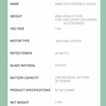 New 530ml Portable Juicer Wireless USB Charging Crushed Ice Electric Juicing 12 Blade 4 Gears 7.4V Mini Fresh Juice Blender
