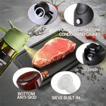 470 ML Oil Sprayer for Cooking, 2-in-1 Olive Oil Dispenser and Oil Bottle with Stickers, Thick Glass Spray Bottle