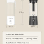500ML Portable Electric Blender USB Rechargeable Mini Juicer Cup Smoothie Maker for Juice Smoothies Baby Food Milkshake Dips