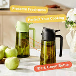 470 ML Oil Sprayer for Cooking, 2-in-1 Olive Oil Dispenser and Oil Bottle with Stickers, Thick Glass Spray Bottle
