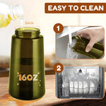470ML/16oz Light-Blocking Dark Oil Sprayer for Cooking 2 in 1 Olive Oil Dispenser Bottle for Kitchen Dark Green Glass Oil Bottle