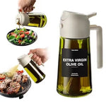 470 ML Oil Sprayer for Cooking, 2-in-1 Olive Oil Dispenser and Oil Bottle with Stickers, Thick Glass Spray Bottle