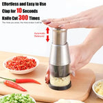 New Stainless Steel Garlic Press and Onion Chopper Multifunctional Manual Vegetable Crusher Kitchen Tool for Fast Food Prepation