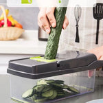 Vegetable Cutter Multifunctional Kitchen Tool, 5-in-1 Food Chopper for Tomato Carrot Cheese Onion, Handheld Slicer Dicer Grater