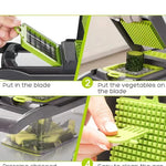 Vegetable Cutter Multifunctional Kitchen Tool, 5-in-1 Food Chopper for Tomato Carrot Cheese Onion, Handheld Slicer Dicer Grater
