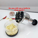 New Stainless Steel Garlic Press and Onion Chopper Multifunctional Manual Vegetable Crusher Kitchen Tool for Fast Food Prepation